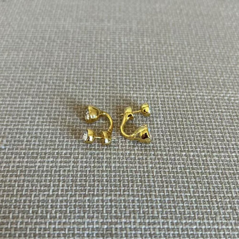 Alexis Bittar Asterales Gold Molten Front Back Earring Gold - Picture 4 of 5